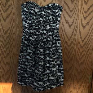 Navy blue and white, little above knee dress